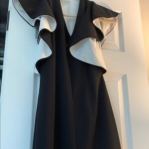 Black and White Asymmetrical A-Line Cocktail Dress